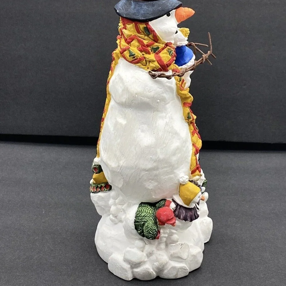 Vintage Y2K Dept 56‎ Christmas Country Snowman Taper Candle Holder Figurine 11